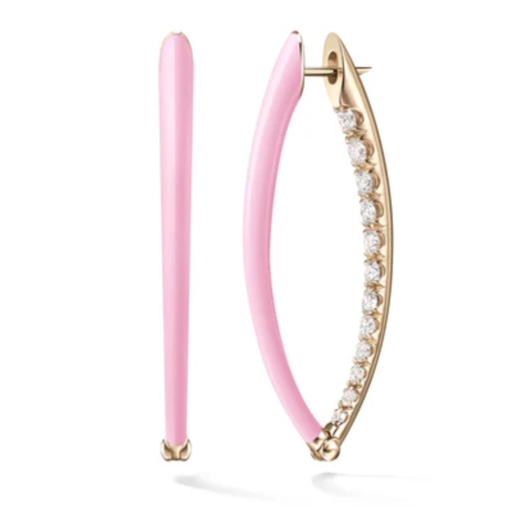 NWT MARLYN SCHIFF Earrings Pave Drop Hoop Rhinestone Enamel